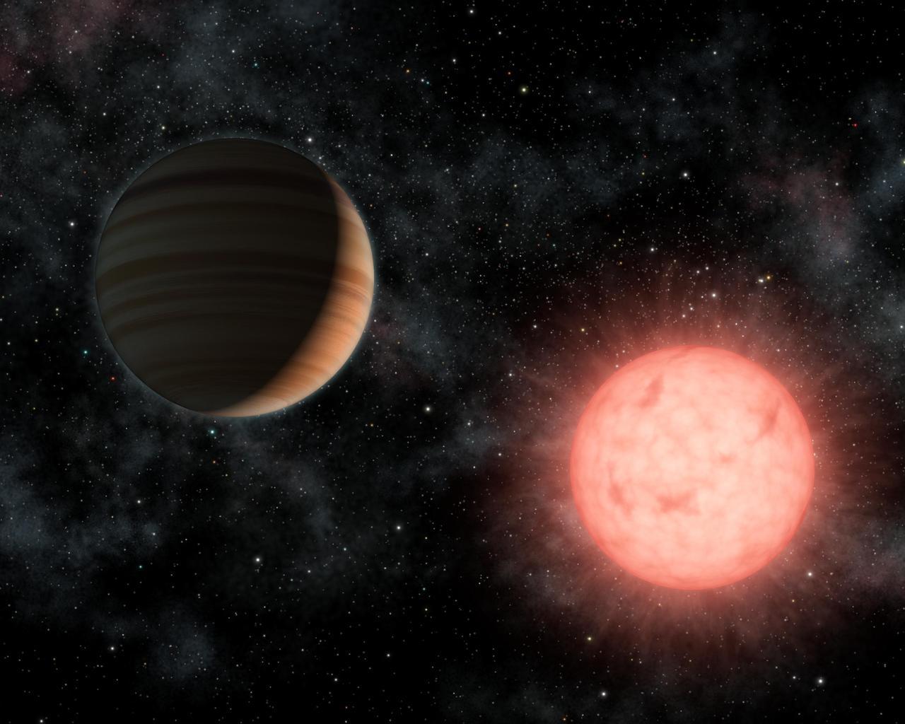 black sky and two planets
