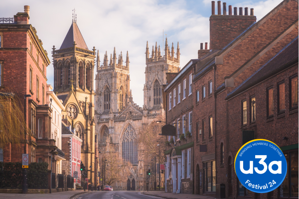 A photo of York with the u3a festival logo