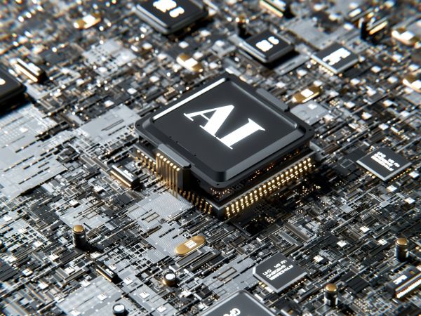 Photo of a circuit board with an AI chip