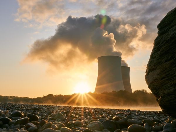 Photo of a landscape with a nuclear power plant