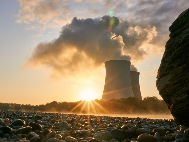 Landscape with a nuclear power plant