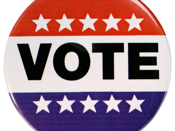 blue red and white vote logo